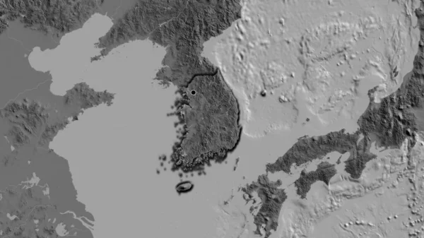 Közelkép Dél Koreai Határ Menti Területről Egy Kétszintes Térképen Remek — Stock Fotó