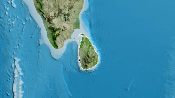 Close Zona Fronteiriça Sri Lanka Num Mapa Por Satélite Ponto — Fotografia de Stock