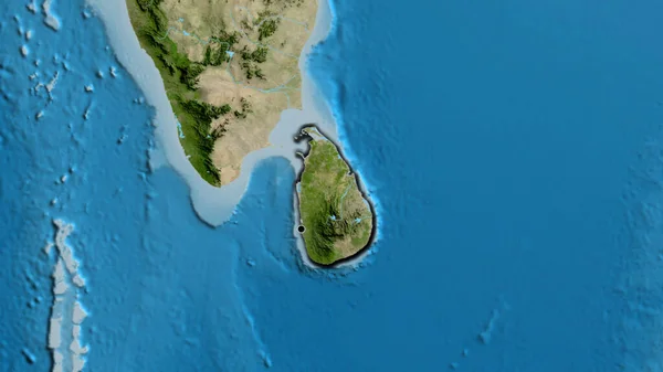 Primer Plano Zona Fronteriza Sri Lanka Mapa Satelital Punto Capital —  Fotos de Stock