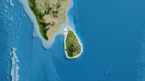 在卫星地图上对斯里兰卡边境地区进行的密切监视 资本点 风靡全国 — 图库照片