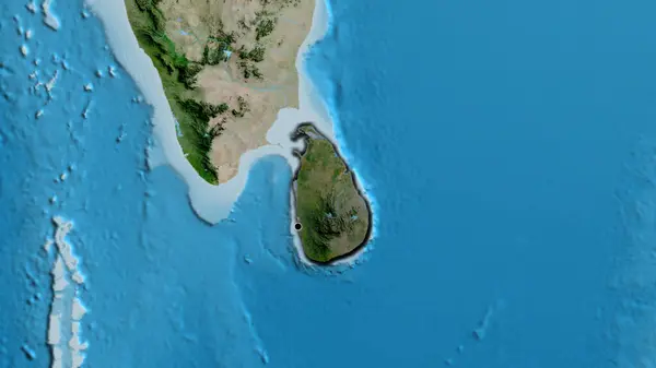 衛星地図上の暗いオーバーレイで強調されているスリランカの国境地帯のクローズアップ 資本ポイント 国の形の縁が隠されている — ストック写真