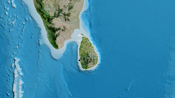 Primer Plano Zona Fronteriza Sri Lanka Sus Fronteras Regionales Mapa — Foto de Stock