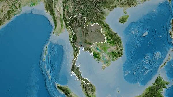 Tayland Sınır Bölgesinin Yakın Planında Uydu Haritasında Koyu Bir Kaplama — Stok fotoğraf
