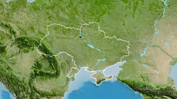 Detailní Záběr Pohraniční Oblasti Ukrajiny Satelitní Mapě Fakt Obrys Kolem — Stock fotografie
