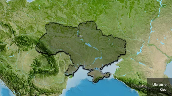 Zbliżenie Strefy Przygranicznej Ukrainy Ciemnym Pokryciem Mapie Satelitarnej Główny Punkt — Zdjęcie stockowe