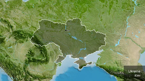 Apropierea Zonei Frontieră Ucrainei Evidențiază Suprapunere Întunecată Hartă Prin Satelit — Fotografie, imagine de stoc
