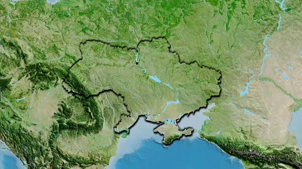 Nahaufnahme Des Ukrainischen Grenzgebiets Auf Einer Satellitenkarte Kapitalpunkt Abgeschrägte Ränder — Stockfoto