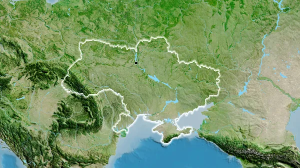 Close Van Het Grensgebied Van Oekraïne Een Satellietkaart Hoofdpunt Glow — Stockfoto