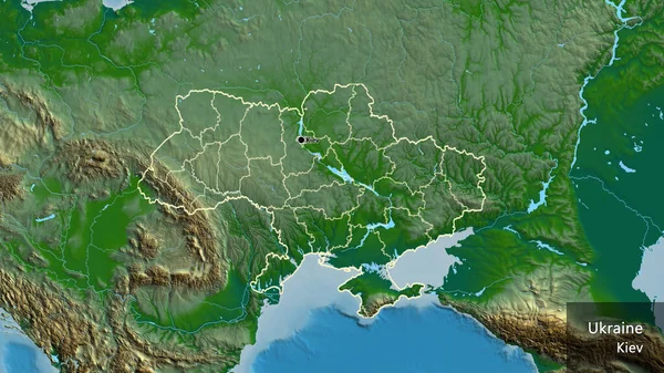 Close Ukraine Border Area Its Regional Borders Physical Map Capital — Stock Photo, Image