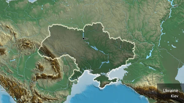 Detailní Záběr Pohraniční Oblasti Ukrajiny Zvýrazňující Tmavý Překryv Reliéfní Mapě — Stock fotografie