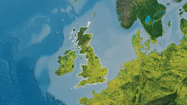 Close United Kingdom Border Area Topographic Map Capital Point Outline — Stock Photo, Image