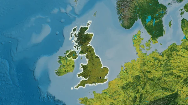 Close United Kingdom Border Area Highlighting Dark Overlay Topographic Map — Stock Photo, Image