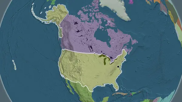 Zbliżenie Granicy Stanów Zjednoczonych Ameryki Mapie Administracyjnej Główny Punkt Blask — Zdjęcie stockowe