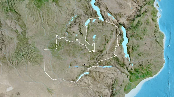 Zambiai Határvidék Közelsége Műholdas Térképen Remek Pont Körvonalazza Ország Alakját — Stock Fotó