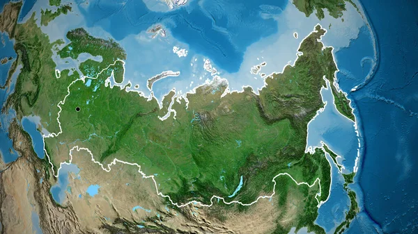 Primer Plano Zona Fronteriza Rusia Mapa Satelital Punto Capital Esquema — Foto de Stock