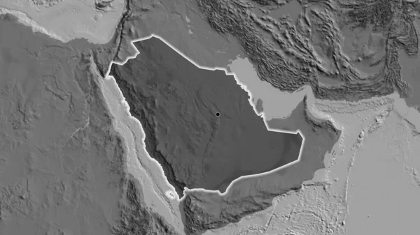 사우디 아라비아 지역의 촬영은 지도에 오버레이로 조명되고 전국을 누비며 젓는다 — 스톡 사진