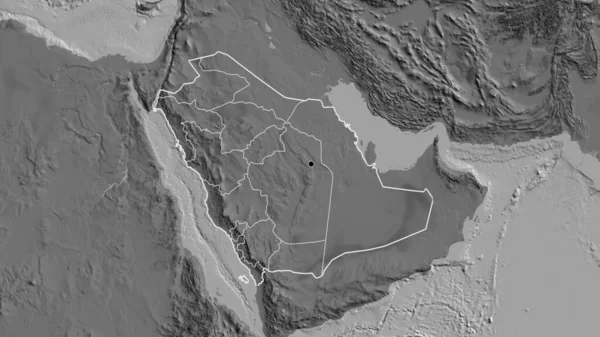 Close Área Fronteira Arábia Saudita Suas Fronteiras Regionais Mapa Bilevel — Fotografia de Stock