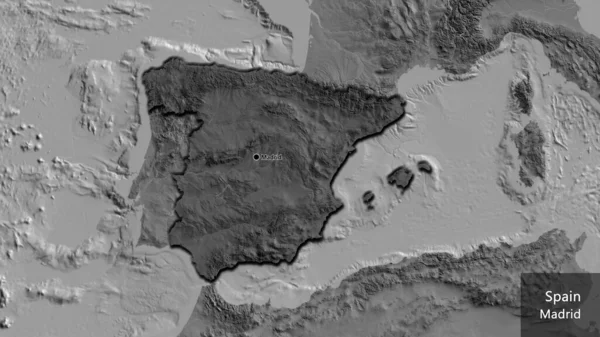 Spanyol Határ Menti Terület Közelsége Amely Egy Kétszintes Térképen Sötét — Stock Fotó