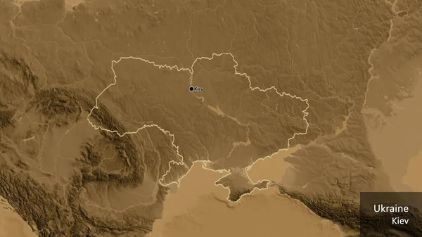 Közelkép Ukrán Határ Menti Területről Egy Tengerszint Feletti Magassági Térképen — Stock Fotó