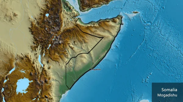 Närbild Somalias Gränsområde Hjälporganisation Huvudpunkt Skalade Kanter Landet Form Landets — Stockfoto
