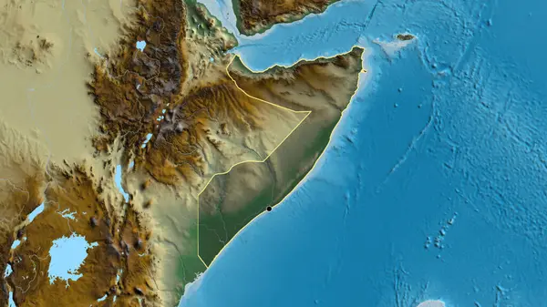 Крупним Планом Прикордонна Зона Сомалі Підсвічується Темним Накладенням Карту Рельєфу — стокове фото