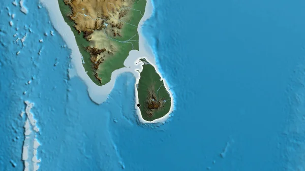 Zbliżenie Strefy Przygranicznej Sri Lanki Ciemnymi Nakładkami Mapę Pomocy Główny — Zdjęcie stockowe