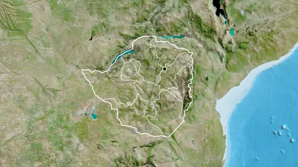 Close Zimbabwe Border Area Its Regional Borders Satellite Map Capital — Stock Photo, Image
