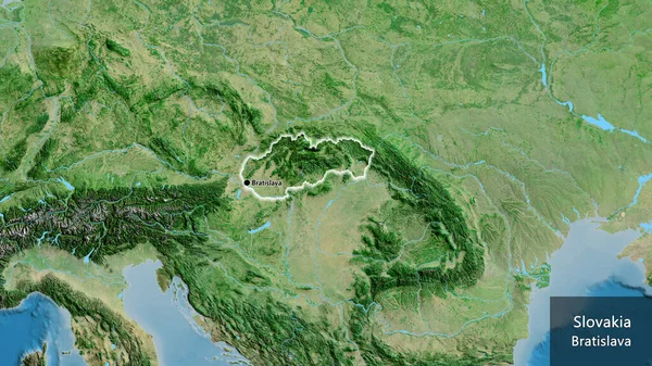 Close Slovakia Border Area Satellite Map Capital Point Glow Country — Stock Photo, Image