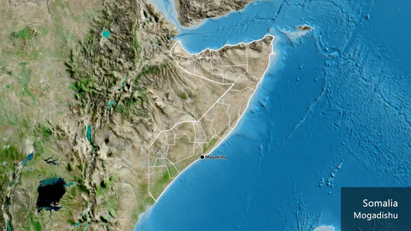Närbild Somalias Gränsområde Och Dess Regionala Gränser Satellitkarta Huvudpunkt Runt — Stockfoto