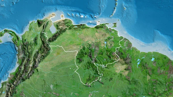 Κοντινό Πλάνο Της Παραμεθόριας Περιοχής Της Βενεζουέλας Δορυφορικό Χάρτη Σημάδι — Φωτογραφία Αρχείου