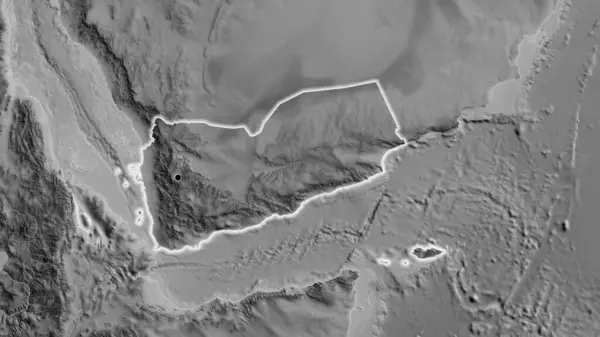 Крупный План Приграничной Зоны Йемена Карте Сером Отличный Момент Светится — стоковое фото