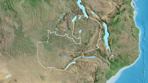 Close Van Het Grensgebied Van Zambia Een Satellietkaart Hoofdpunt Overzicht — Stockfoto