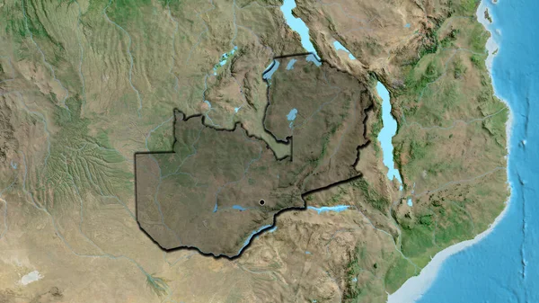 Zambiai Határ Menti Terület Közelsége Amely Egy Műholdas Térképen Sötét — Stock Fotó