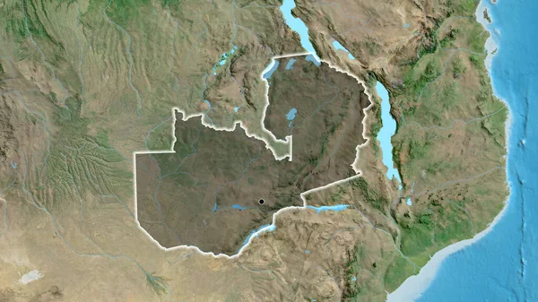 Zambiai Határ Menti Terület Közelsége Amely Egy Műholdas Térképen Sötét — Stock Fotó