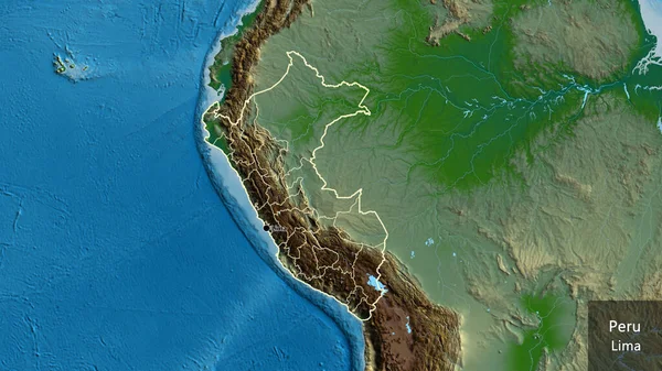 Nahaufnahme Des Peruanischen Grenzgebiets Und Seiner Regionalen Grenzen Auf Einer — Stockfoto