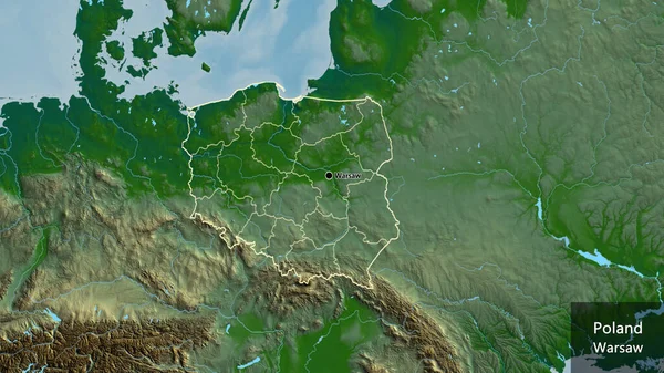 지도에서 폴란드 지역의 국경을 클로즈업한 것입니다 국가의 모양을 중심으로 나라의 — 스톡 사진