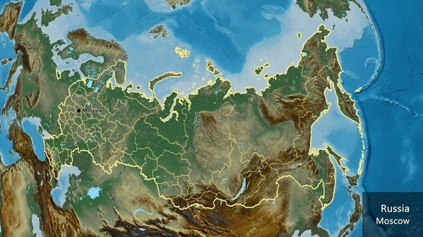 Крупный План Приграничной Зоны России Региональных Границ Рельефной Карте Отличный — стоковое фото