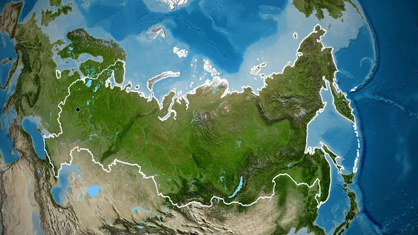卫星地图上俄罗斯边境地区的特写 资本点 国家形貌概述 — 图库照片