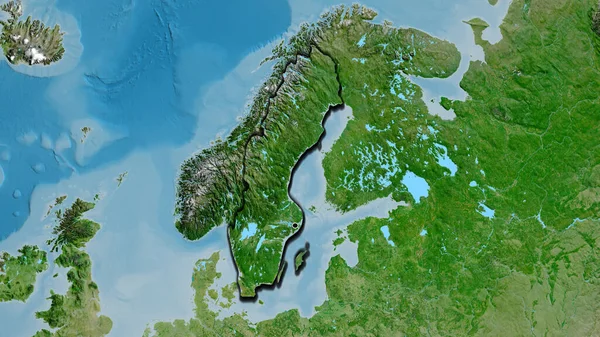 Close Van Het Zweedse Grensgebied Een Satellietkaart Hoofdpunt Gevelde Randen — Stockfoto