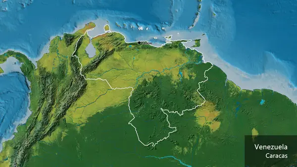 Detailní Záběr Pohraniční Oblasti Venezuely Topografické Mapě Fakt Obrys Kolem — Stock fotografie
