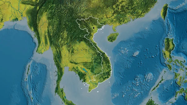 地形図上のベトナム国境地域のクローズアップ 資本ポイント 全国の概要 — ストック写真