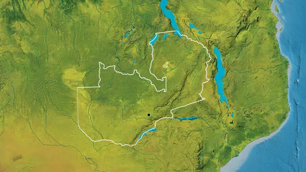 Detailní Záběr Pohraniční Oblast Zambie Topografické Mapě Fakt Obrys Kolem — Stock fotografie