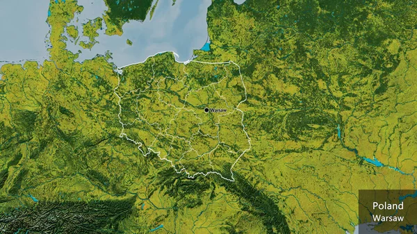 Närbild Polens Gränsområde Och Dess Regionala Gränser Topografisk Karta Huvudpunkt — Stockfoto