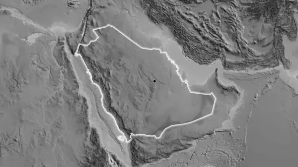 Szaúd Arábia Határterületének Közelsége Egy Szürkeárnyalatos Térképen Remek Pont Fényes — Stock Fotó