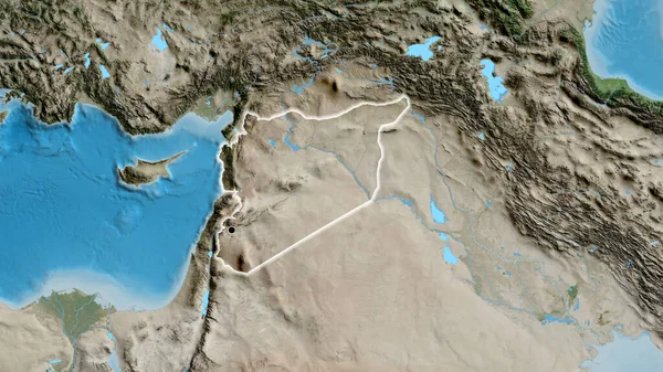 Suriye Sınır Bölgesinin Uydu Haritasında Yakın Plan Görüntüsü Ana Nokta — Stok fotoğraf