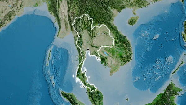 Közelkép Thaiföldi Határ Menti Terület Műholdas Térképen Remek Pont Fényes — Stock Fotó