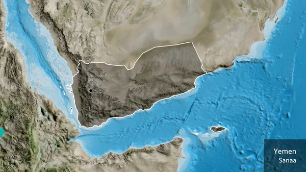 Közelkép Jemeni Határ Menti Területről Amely Egy Műholdas Térképen Sötét — Stock Fotó