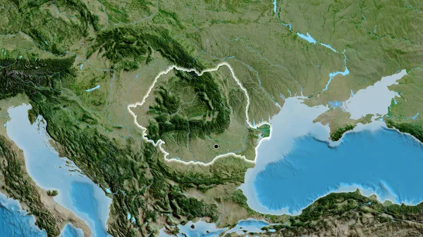 Close Van Het Grensgebied Met Roemenië Een Satellietkaart Hoofdpunt Glow — Stockfoto
