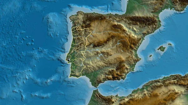 Närbild Portugals Gränsområde Och Dess Regionala Gränser Katastrofkarta Huvudpunkt Skissera — Stockfoto