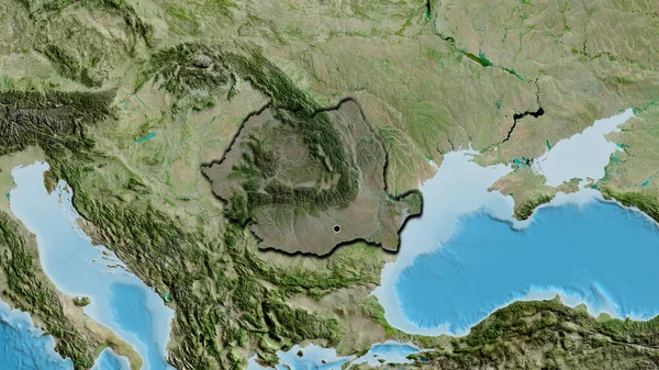 Közelkép Romániai Határterületről Amely Egy Műholdas Térképen Sötét Felülettel Világít — Stock Fotó